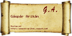 Gáspár Arikán névjegykártya